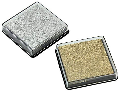 bopely 2 Stücke Schwamm Mini Gold Und Silber Würfel Inkpad DIY Ink Pad Handwerk Stempel Scrapbook Karte Papier Stoff Geschenk DIY Makers
