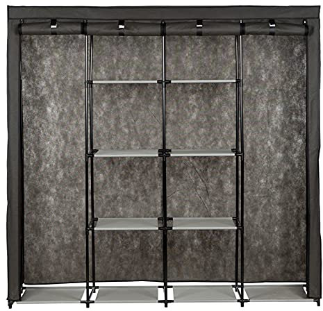 Dediam Armadio Guardaroba XL Salvaspazio In Tessuto Con 10 Ripiani E Struttura Regolabile In Acciaio, Mobile Appendiabiti Multiuso Con Rivestimento Richiudibile Antipolvere