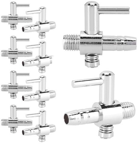 Cyrank Aquarium-Durchflussventil, 10PCS Aquarium-Luftpumpenventil Edelstahl-Aquarium-Luftventil-Verbindungsstück-Luftrohr-Verteiler One-Way mit Gewinde für Zuhause