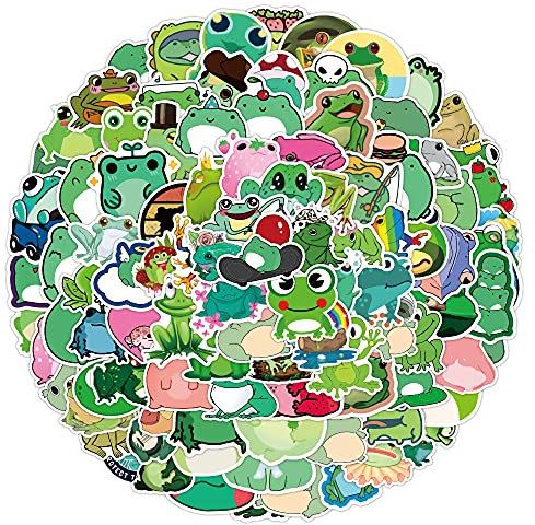 100 Stück süße Frosch Aufkleber für Wasserflaschen, Tumbler, Gepäck, Skateboard, Stoßstange, Sammelalbum, Becher, Aufkleber, Geschenk für Kinder, Teenager, Erwachsene