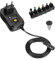 Techly 365337 Alimentatore Universale Regolabile 27W AC/DC 3V-12V 2250 mA con 6 Spine DC Porta USB 1A Nero