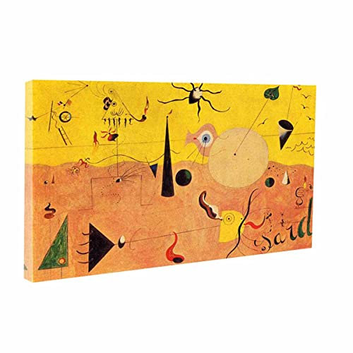 Ltt-Ydd-Ccl Joan Miro《Landschaft》Kunstdruck Poster Kunstdruck auf Leinwand für Wohnzimmer, Schlafzimmer, Büro Dekoration Gerahmt Bereit Zum Aufhängen(80x120cm-31x47inch-Gerahmt)
