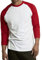 Herren Raglan Baseball Tee Shirt - Casual T-Shirts, 3/4 - Rot/Weiß, L