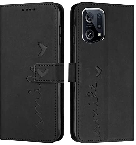 EATCYE Kompatibel mit Oppo Find X5 Pro Hülle, Klapphülle Oppo Find X5 Pro Premium PU Leder Brieftasche Schutzhülle [Kartenfach][Ständer], Handyhülle für Oppo Find X5 Pro (#Schwarz)
