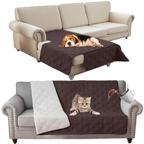 SHUOJIA wasserdichte Hundedecke,urinbeständige Haustierdecke für Couchbett,Kleine,Mittelgroße Hunde,Katzen, Autositzschutz,100% Flüssigkeitsbeständig,Waschbar (76x178cm,Brown)