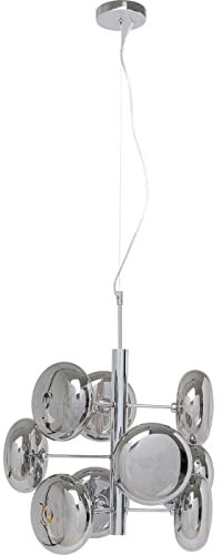 Kare Design Hängeleuchte Headlight Chrome, Hängelampe Wohnzimmer, Leuchte fürs Esszimmer, groß, Silber, Leuchtmittel nicht inklusive, 155x53x53cm