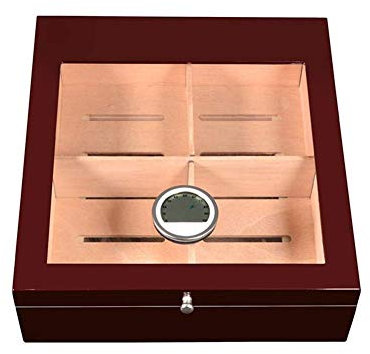 ATAAY Zigarre Humidor Kreativer Humidor Spanisches Zedernholz Transparente Glasplatte Vitrine Aufbewahrungsschränke