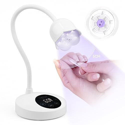 SAVILAND Intellisense Nail Lamp: 30W UV Nail Lamp with 4 Timers Modes Mini Cordless UV Lamps for Gel Nails, Rechargeable UV LED Flash Cure Nail Lamp Quick Drying Goose Necks UV Nail Lamp