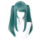 Xingbiyou Anime Vampir Miku Cosplay Perücke Clip auf Pferdeschwänze Grau-Grün, Synthetisches Haar, 21-23 inches