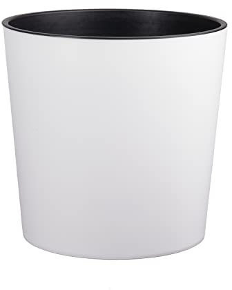 Tymar Macetero con inserto, maceta grande de plástico, forma redonda, interior y exterior (blanco; 30 cm de diámetro)