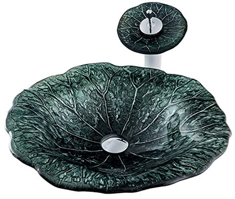 Aufsatzwaschbecken Waschbecken Badezimmerwaschbecken mit Wasserhahn Pop-Up-Ablauf und Wasserrohr C