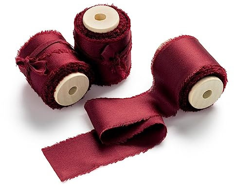 AOKSUNOVA Satinband 3,8cm Geschenkband Breit Schleifenband Hochzeit Bordeaux Rot Stoffband