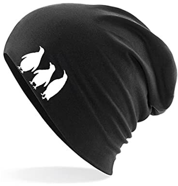 Huuraa Beanie Pinguine Silhouette Geschenk Black Pinguine Präsent