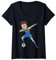 Damen Kongo Trikot Fußball Girl Dabbing T-Shirt mit V-Ausschnitt