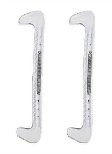 VGEBY Kufenschoner f¨¹r Schlittschuhe,1 Paar Kunststoff Eishockey Kufenschoner Schoner Skate Blade Guards mit Verstellbarer Feder f¨¹r Eiskunstlauf oder Hockey (Weiss)