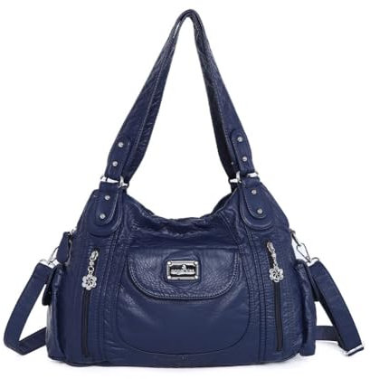 Angel Kiss Geldbörsen für Damen, große Umhängetasche, Hobo-Tragetasche, Geldbörse, mehrere Taschen, Kunstleder, Hobo-Geldbörse, Blau