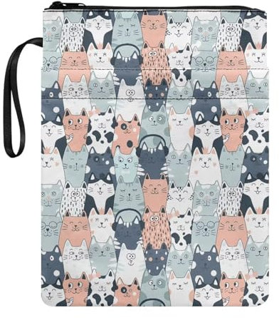 NETILGEN Cute Cats Book Sleeve for Book Lovers Book Cover with Zipper and Pocket Book Socks Textbooks Paperback Book Protector Purse