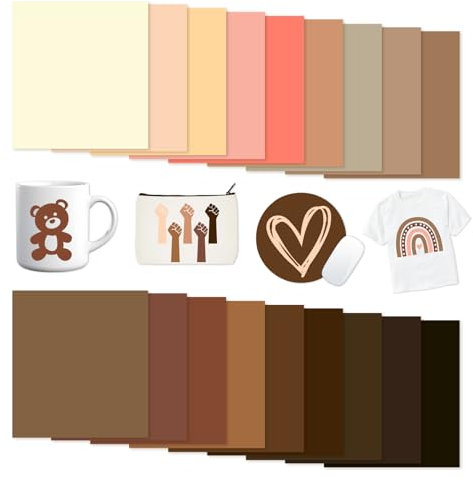 Tintnut Lot de 18 feuilles de transfert d'encre infusible - 30,5 x 25,4 cm - Crème camel à peine beige marron marron - Compatible avec Cricut pour tasses à faire soi-même, gobelets, t-shirts