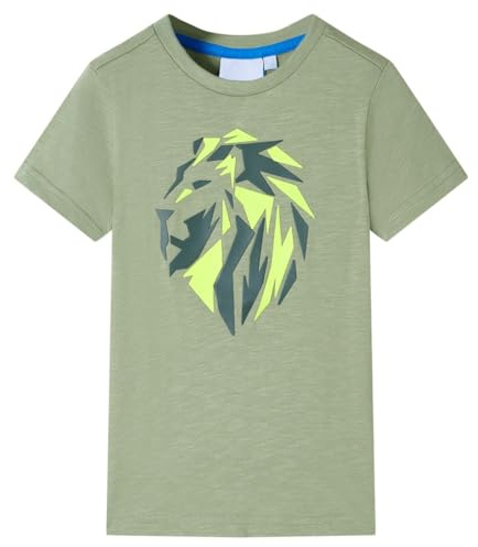 Kinder T-Shirt Kurzarmshirt Kindershirt Rundhalsausschnitt Helles Khaki 128