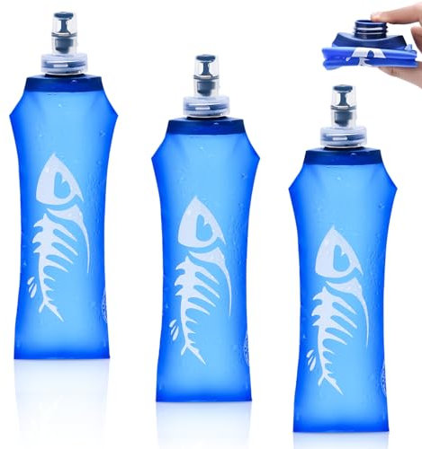 TOATELU Bottiglia Acqua Ripiegabile, 3 Pezzi 500ml Borraccia Morbida, Borraccia in TPU, Senza BPA, Borraccia Sportiva per Escursionismo, Zaino Idrico, Jogging, Ciclismo, Campeggio e Arrampicata (Blu)