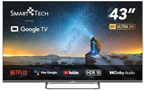 Smart Tech 43UG02V Google Television, 43 Pulgadas, 109 cm, Netflix, Youtube, Disney+