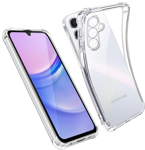 AUKASE Cover per Samsung Galaxy A15 4G / 5G, custodia in silicone trasparente TPU morbido [Bumper con angoli rinforzati], protezione antiurto chiara compatibile con (trasparente, A15 (6,5))