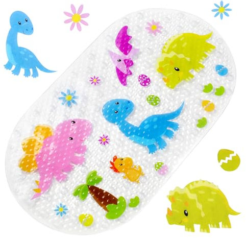 Baozun Badewannenmatte Antirutschmatte Badewanne Duschmatte Badewanneneinlage Badematte rutschfest Badewanne 71 * 38cm（28 * 15inch） (Dinosaurier)