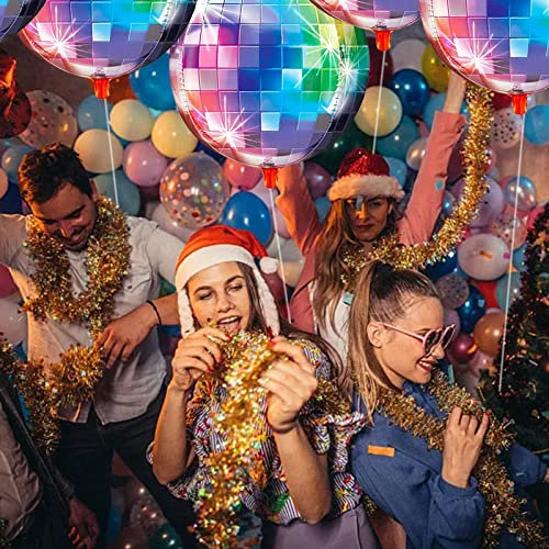 Große 55,88 cm große Disco-Kugel-Luftballons, Disco-Party-Dekorationen | 360° 4D Sphärische Metall Disco Luftballons 70er Jahre Party Deko Disco Party Luftballons 2022 Ökologische (Hot Pink, One Size)
