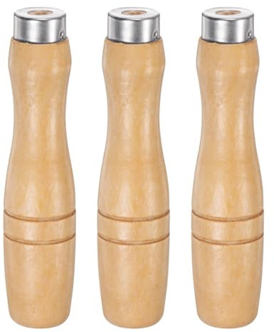 QUARKZMAN 3Pcs Poignées de Lime en Bois de 4,13 Pouces avec Trou Rond de 4,8 mm et Collier Métallique pour Limes Métalliques de 6 Pouces