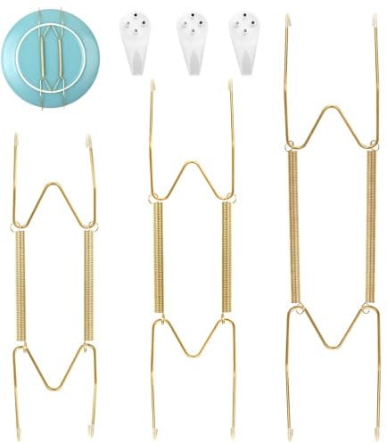 cobee 3 Pack Plate Hangers for Wall, 6/8/10 Inches Invisible Wall Plate Hangers with Wall Hooks, Heavy Duty Displaying On Wall Plate Holder for Decorative Antique Plates and Arts
