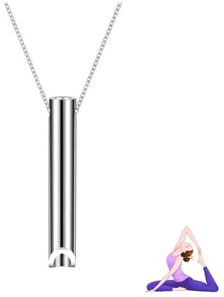 Rauchentwöhnung Hilfsmitte,V2 Halskette Rauchfrei Original,Atemkette Rauchfrei Hilfsmittel Raucherentwöhnung Kette mit Pfeif,Angst Atemhalskette mit Widerstand,Gegen Rauchen Aufhören Necklace(Silber)