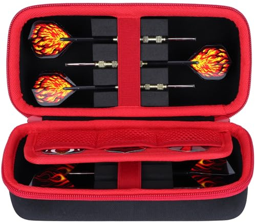 Lebakort Dure Fléchettes Étui Cas pour 6 Fléchettes à Pointe en Acier ou Fléchettes à Pointe Souple (Noir + Rouge)