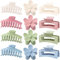 Große Haarklemmen 12 Stück Blumen-Haarklemmen für dickes Haar große Haarklemmen niedliche Haarklemmen 3 Stile Haarklemmen für dünnes Haar Frauen (Blau, Rosa, Khaki, Grün)