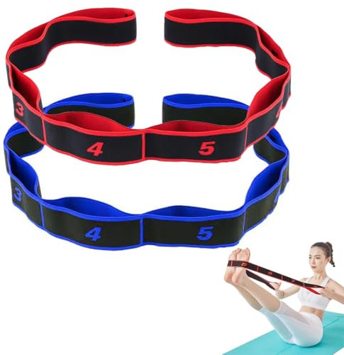 AIYVELU 2 Stück yoga band, Yoga Gurt, pilates ring, Yoga Stretching Band Gymnastikband Fitnessband Dehnungsband,Hochelastischer Widerstandsbänder für Effektives Dehnübungen und Yoga-Training