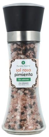 PLANETA HUERTO | Molinillo Sal Rosa con Pimienta Negra en Grano Bio ECO 200g – Condimento Gourmet con Minerales y Sabor Intenso, Ideal para Cocina Saludable