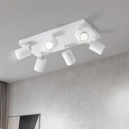 Lichtmaler LED Deckenstrahler 6 Flammig Deckelampe - Deckeleuchte Weiß GU10 Deckenspots Quadratische Schwenkbar 350° Spotlight Modern Spots für Flur Wohnzimmer Schlafzimmer, Ohne Leuchtmittel
