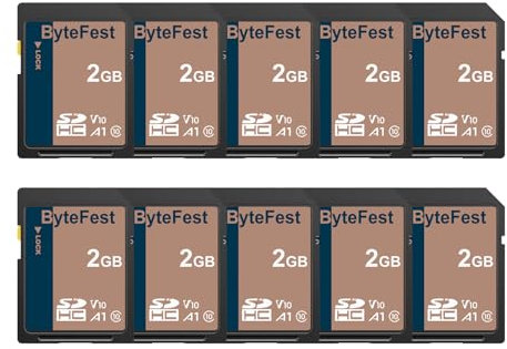 ByteFest SD Card 2GB SDHC Flash Memory Card (10 Pack) - Class 10, U1, V10, SD Cards for Cameras