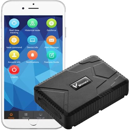 Winnes GPS Tracker with Large Capacity Battery Strong Magnetic Vehicle Tracker No-Subscription Plan with Multiple Positioning Real-time Tracking Instant Alerts Recording Historical Routes