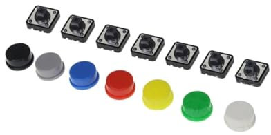 QMIQXIWS 20PCS Mixed Color Smart Electronics Tactile Push Button Switch Momentary 12 * 12 * 7.3MM Switch Button + 5 Colors Tact Cap ZUZAOJUYIN