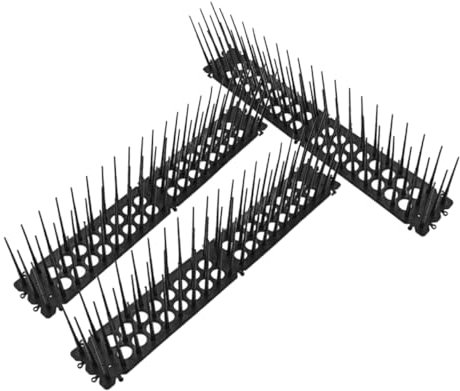 Yardwe 3pcs Black Plastic Garden Fence Spikes for Outdoor Use, Preventing Climbing Animals and Birds, Practical Cat Barrier for Railings and Tops of Streetlamps
