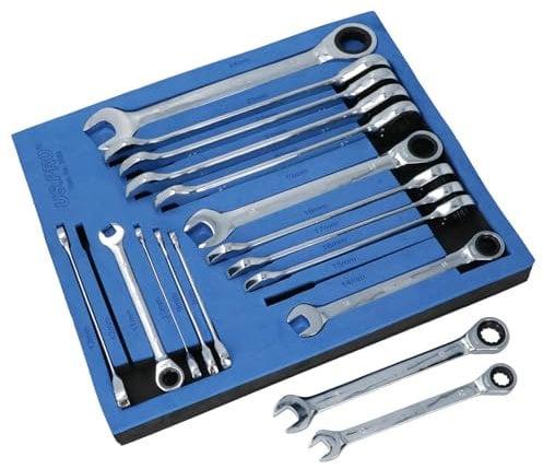 17pc Metric Gear Ratchet Combination Spanner Wrench 72 Teeth 8 – 24mm