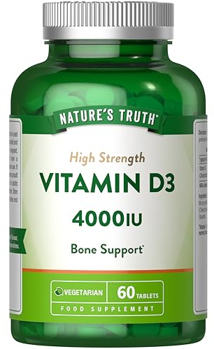 Vitamin D Tablets 4000IU | High Strength | Vitamin D3 Supplement | Suitable for Vegetarians | 60 Count | Nature's Truth