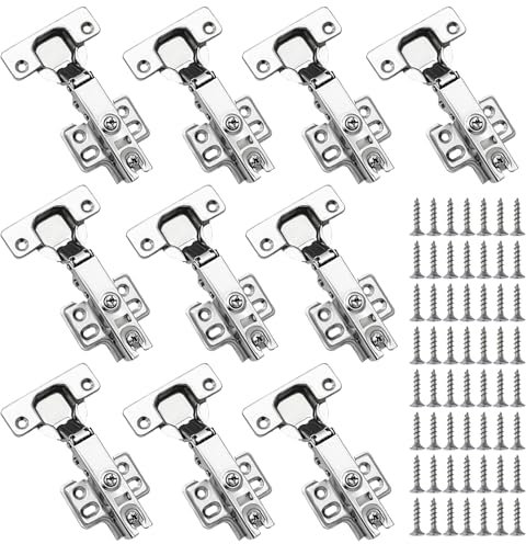 10 Stück Eckanschlag Schrankscharniere, Softclose Türscharniere mit Hydraulikdämpfung, 110° Öffnungswinkel, Scharniere für Schranktüren, Möbelscharniere für Küchen- & Kleiderschränke