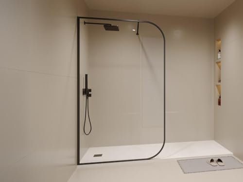 Vente-unique - Paroi de douche à l'italienne courbée - 120 x 200 cm - Noir mat - DOUYANO