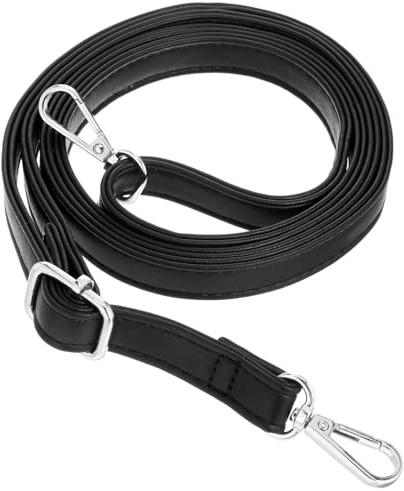 Leder Taschengurt Schwarz Verstellbarer Schulterriemen 85-150Cm Taschen Riemen mit Schnalle Schultergurt Frauen Ersatz Handtaschen Gurt Für Geldbörse Tragetasche Umhängetasche (Silber Schnalle)