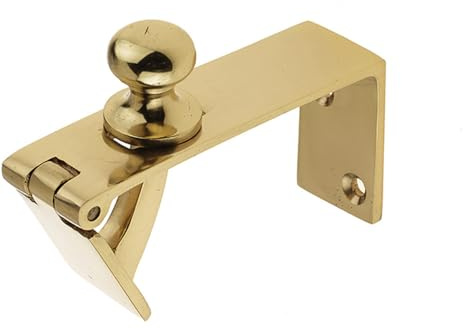 Polished Brass Counter Flap Catch 80x38mm for Secure Closure - Lift Up Bar Hatch