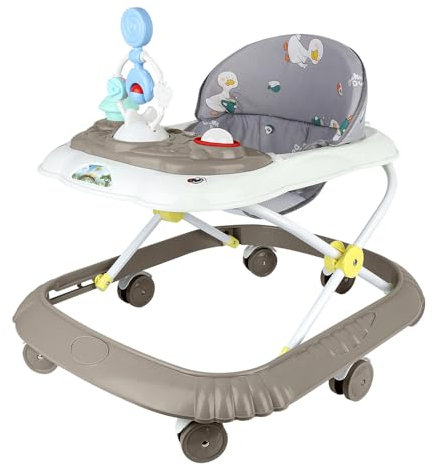 OHMG 4-in-1 Lauflernhilfe für Babys mit interaktivem Multiaktivitätstablett mit abnehmbarer Musik, höhenverstellbarer und leicht zusammenklappbarer Lauflernhilfe, bis zu 12 kg