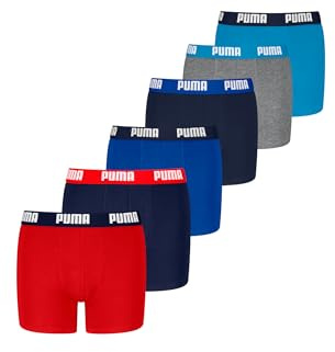 PUMA Boxershorts für Kinder weicher Bio-Baumwollstretch Unterwäsche 6 er Pack