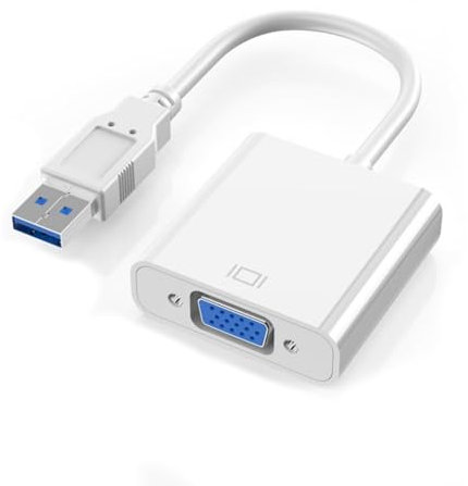 AIRHSKWI Cable convertidor USB a VGA, adaptador USB 3.0 para PC y portátiles con capacidad de visualización de 1920 x 1080, insertar y reproducir