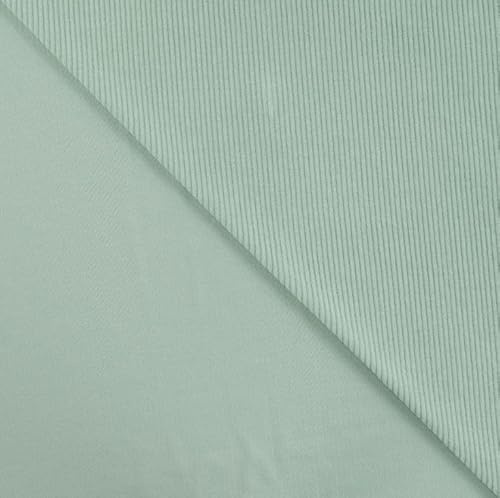 Cordjersey uni, Cordstoff dehnbar - Stretchcord Stoff Meterware - Kordstoff, samtiger Rippstoff elastisch, Jerseycord *ab 50 cm, Farbe: 221 mint